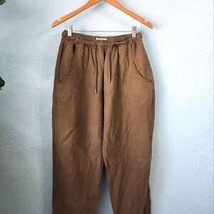 Anthropologie lyocell linen blend elastic waistband tie pants